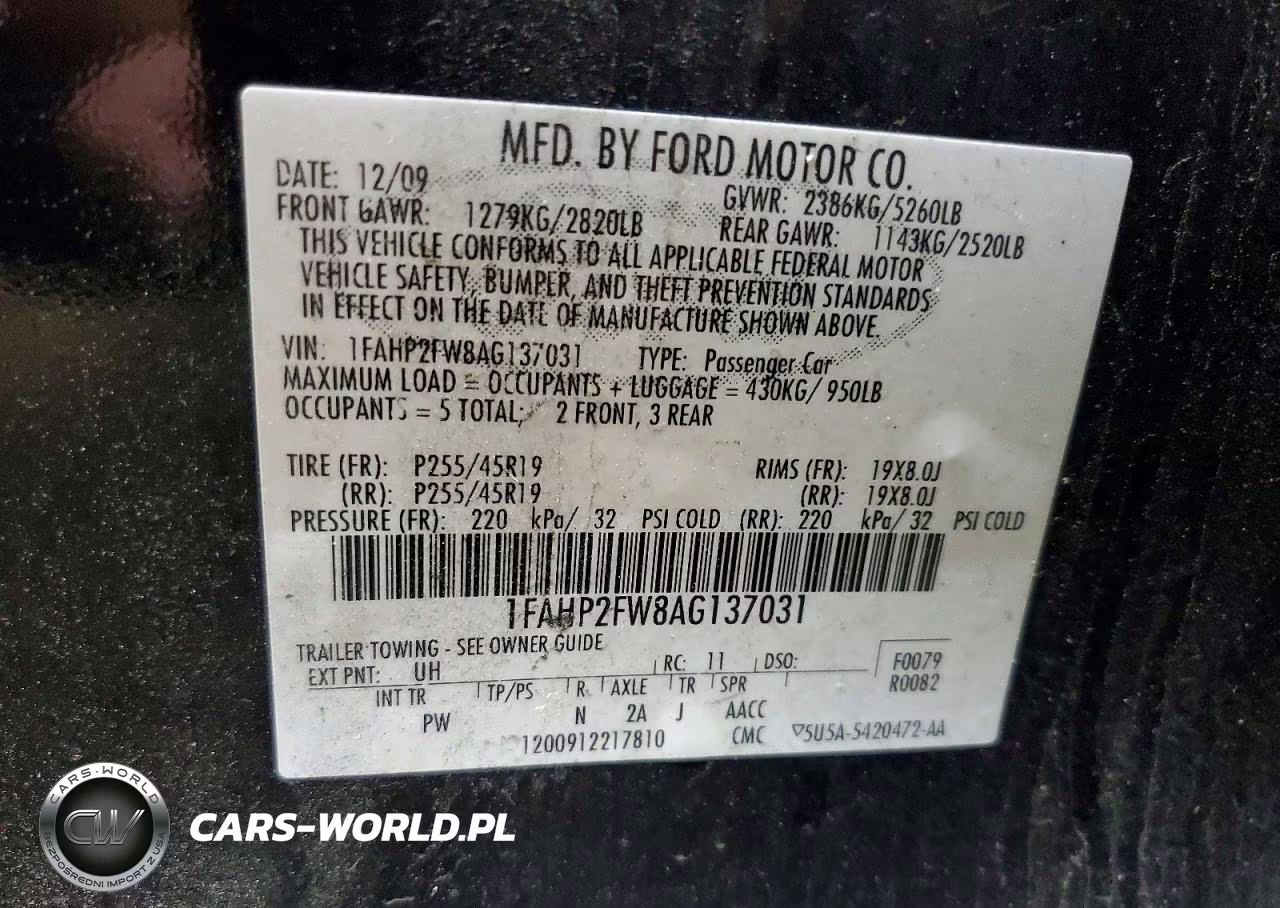 2010 Ford Taurus Limited VIN:1FAHP2FW8AG137031 - 12