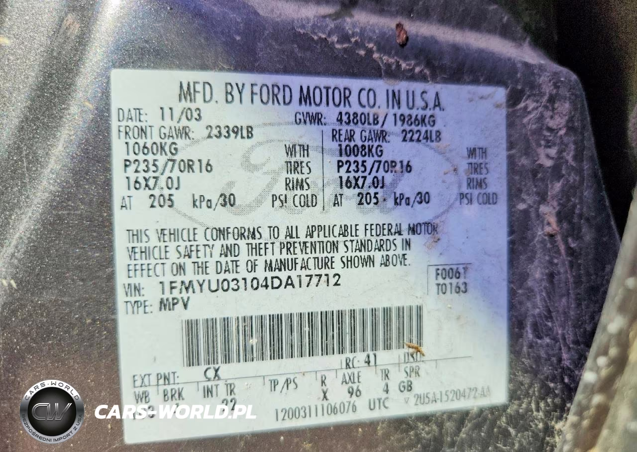 2004 Ford Escape Xlt VIN:1FMYU03104DA17712 - 12