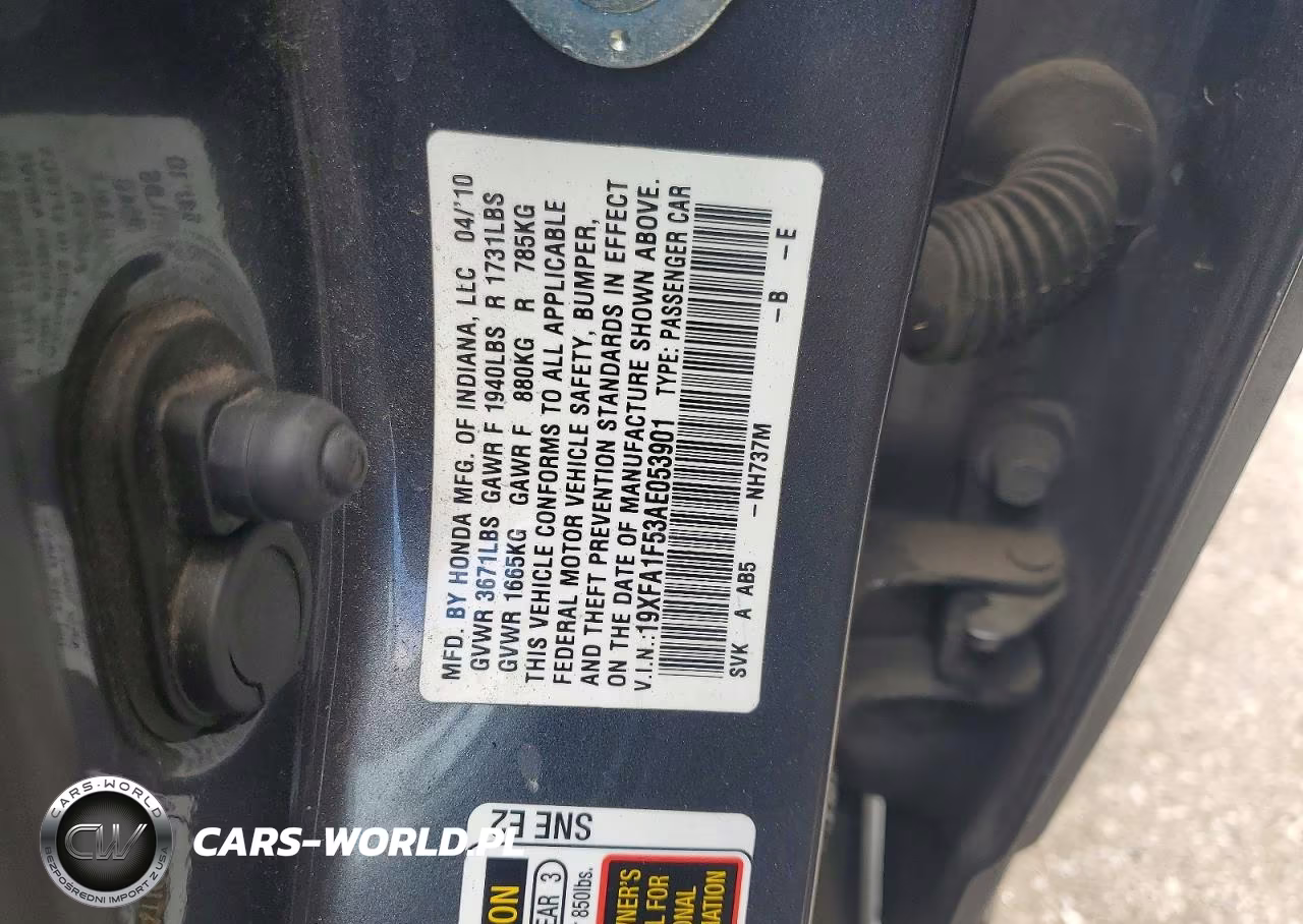 2010 Honda Civic Lx VIN:19XFA1F53AE053901 - 13