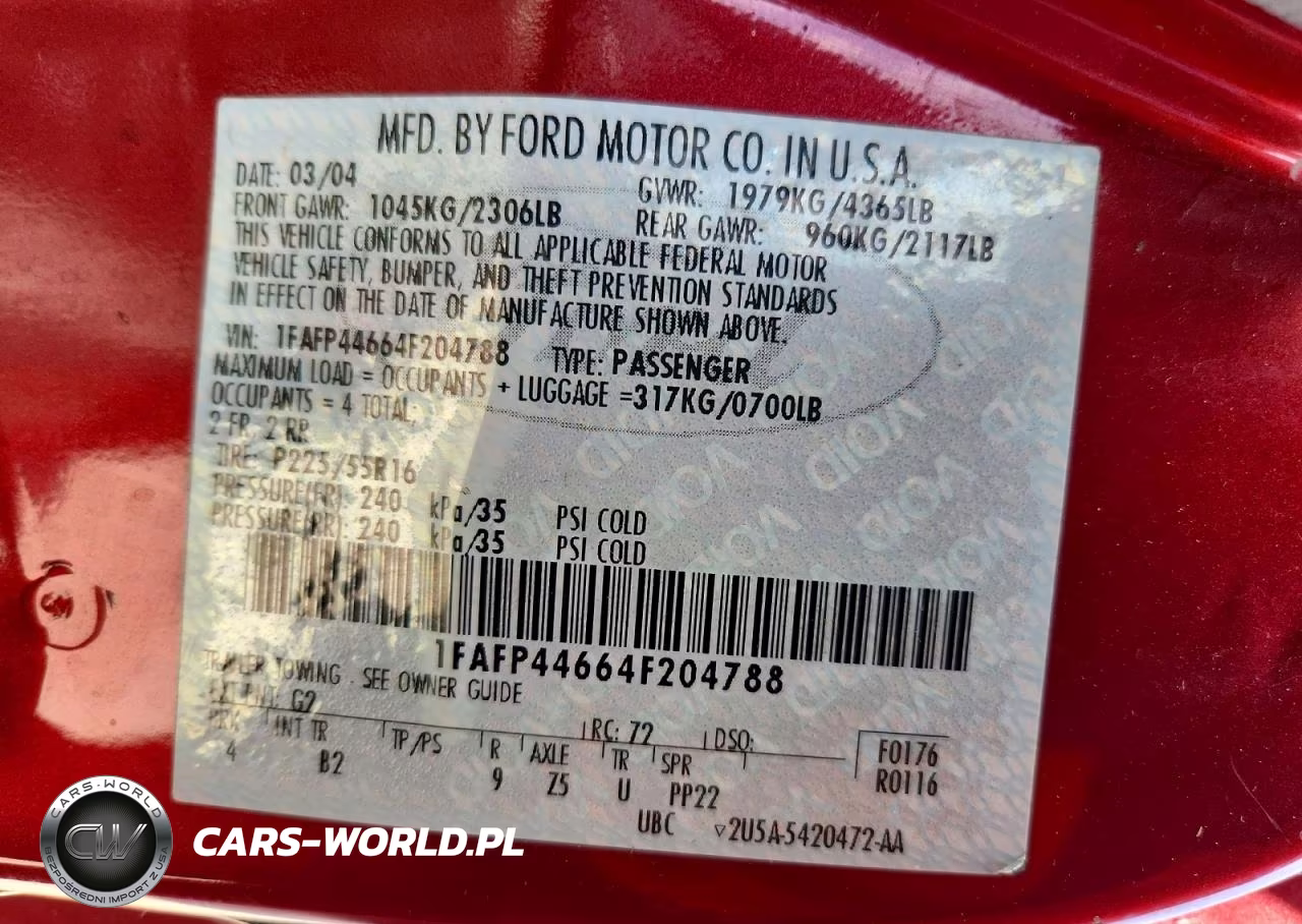 2004 Ford Mustang VIN:1FAFP44664F204788 - 12