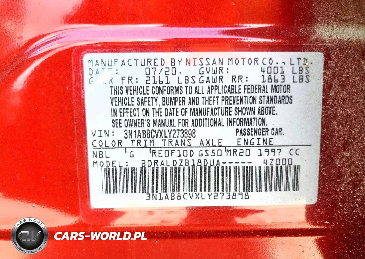 2020 Nissan Sentra Sv VIN:3N1AB8CVXLY273898 - 12