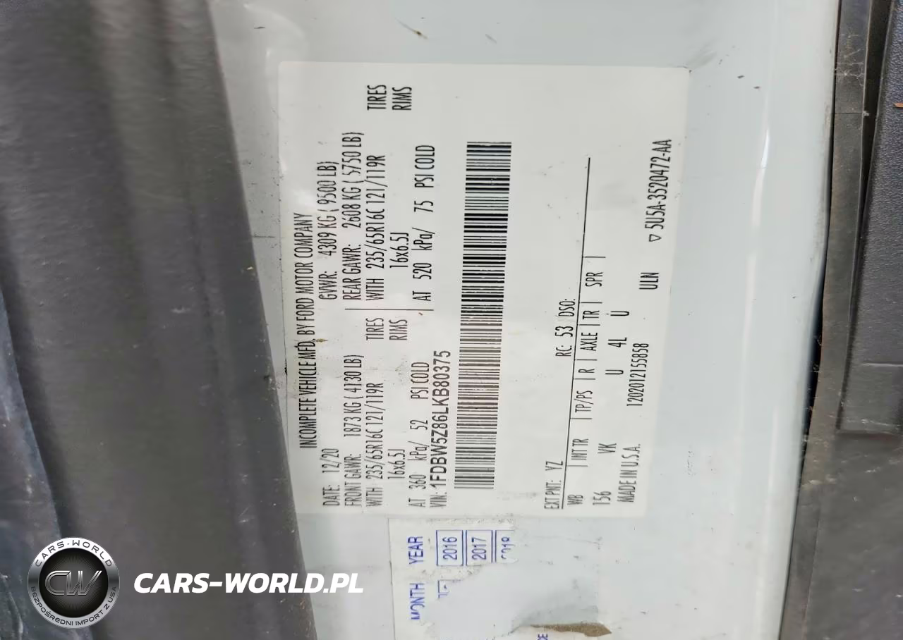 2020 Ford Transit Delivery Truck VIN:1FDBW5Z86LKB80375 - 13