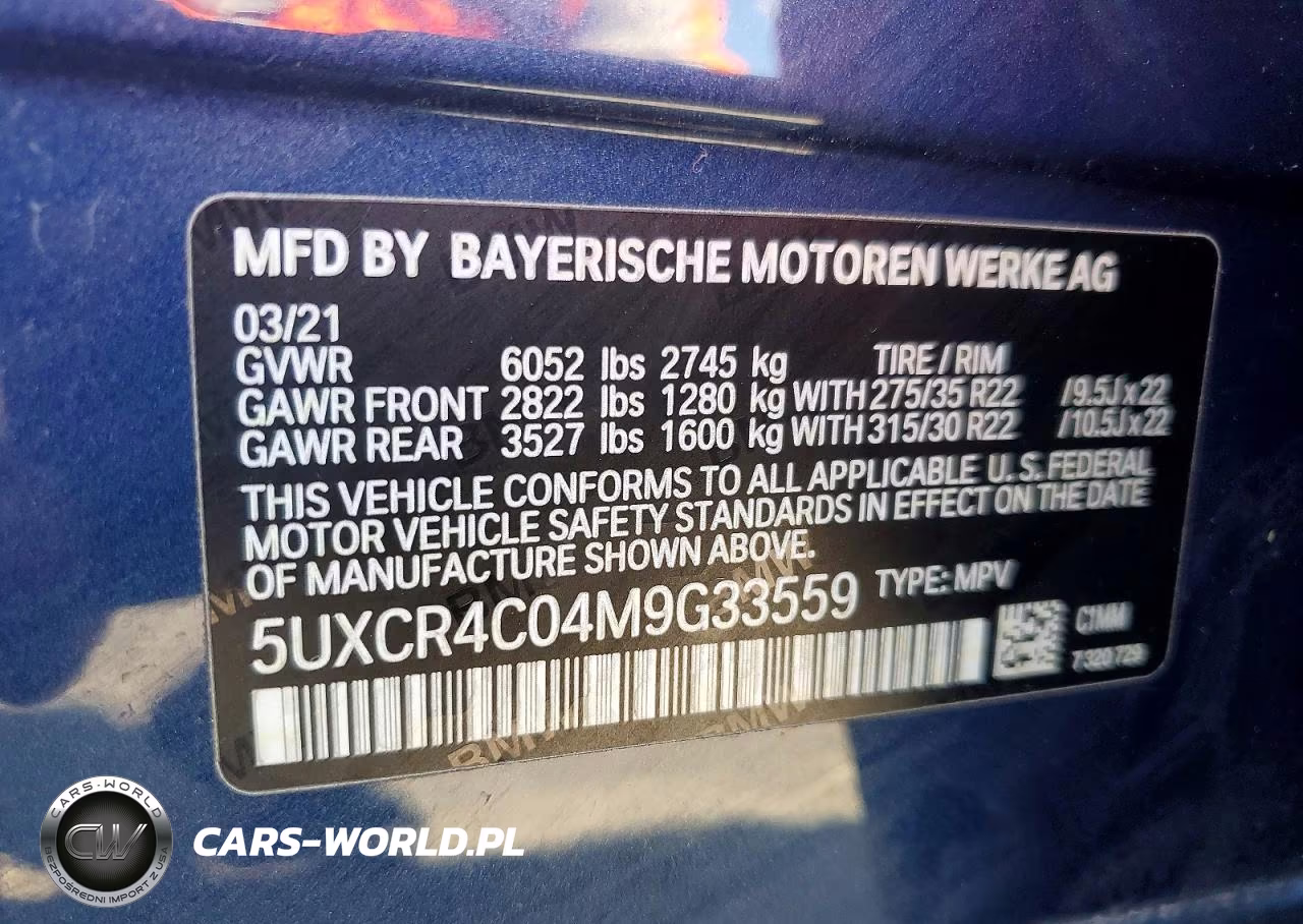 2021 BMW X5 Sdrive40I VIN:5UXCR4C04M9G33559 - 13