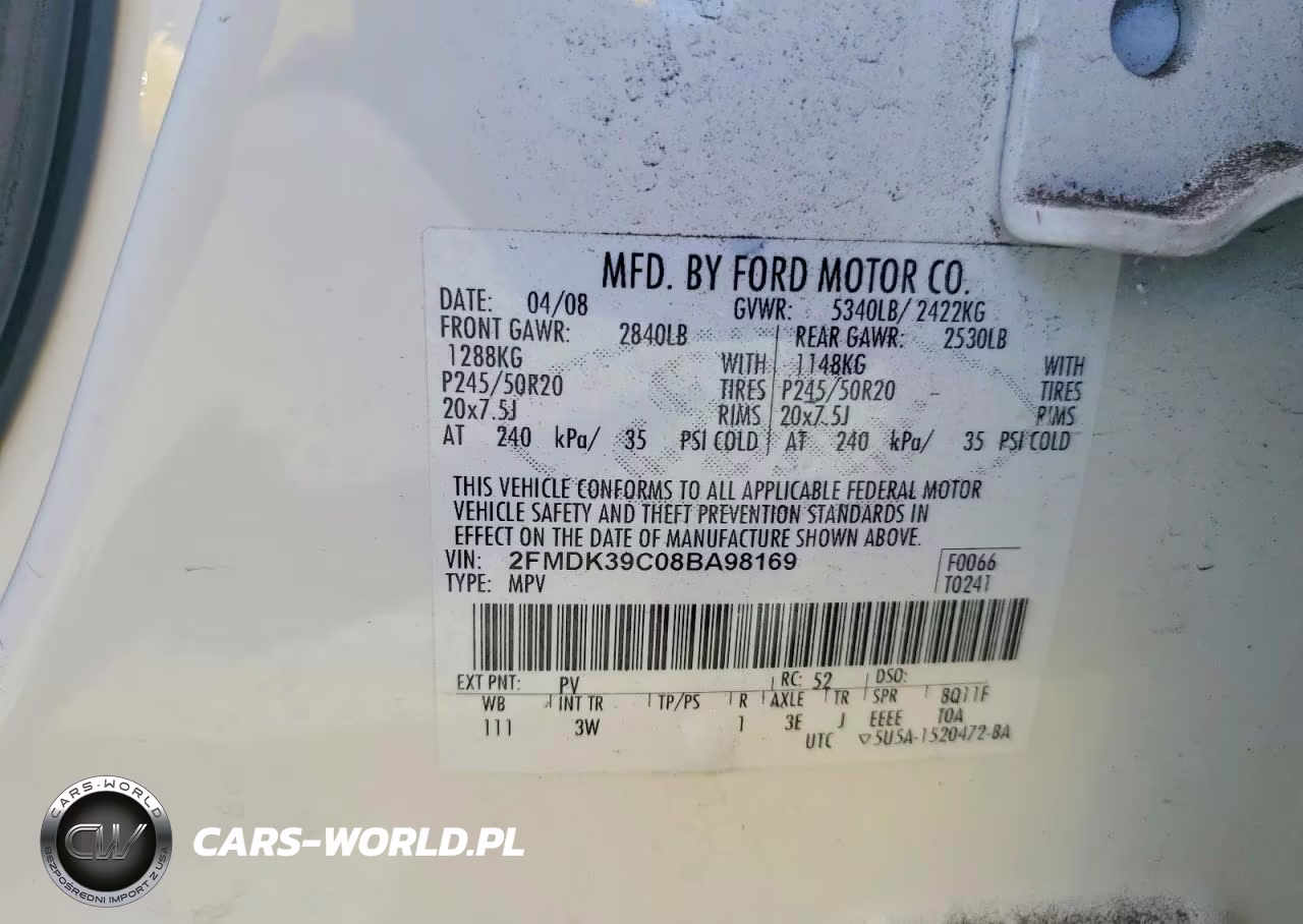 2008 Ford Edge Limited VIN:2FMDK39C08BA98169 - 12