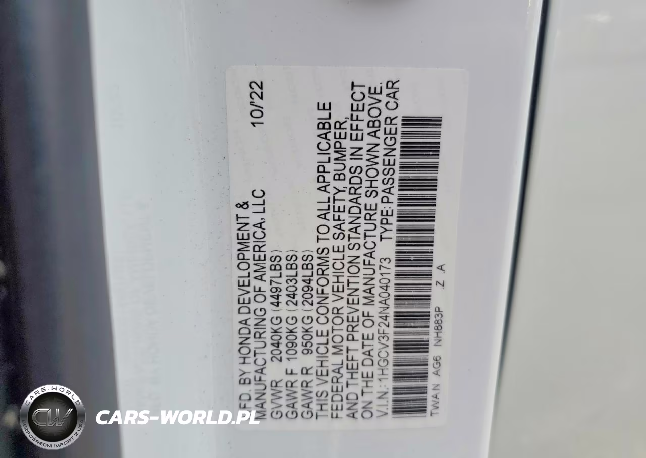 2022 Honda Accord Hybrid Sport VIN:1HGCV3F24NA040173 - 12