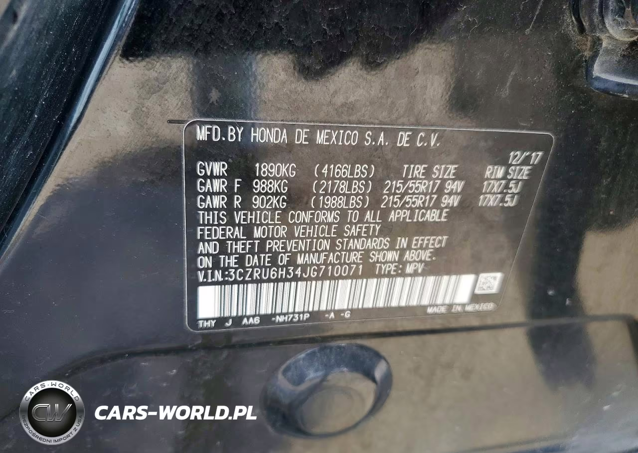 2018 Honda Hr-V Lx VIN:3CZRU6H34JG710071 - 12