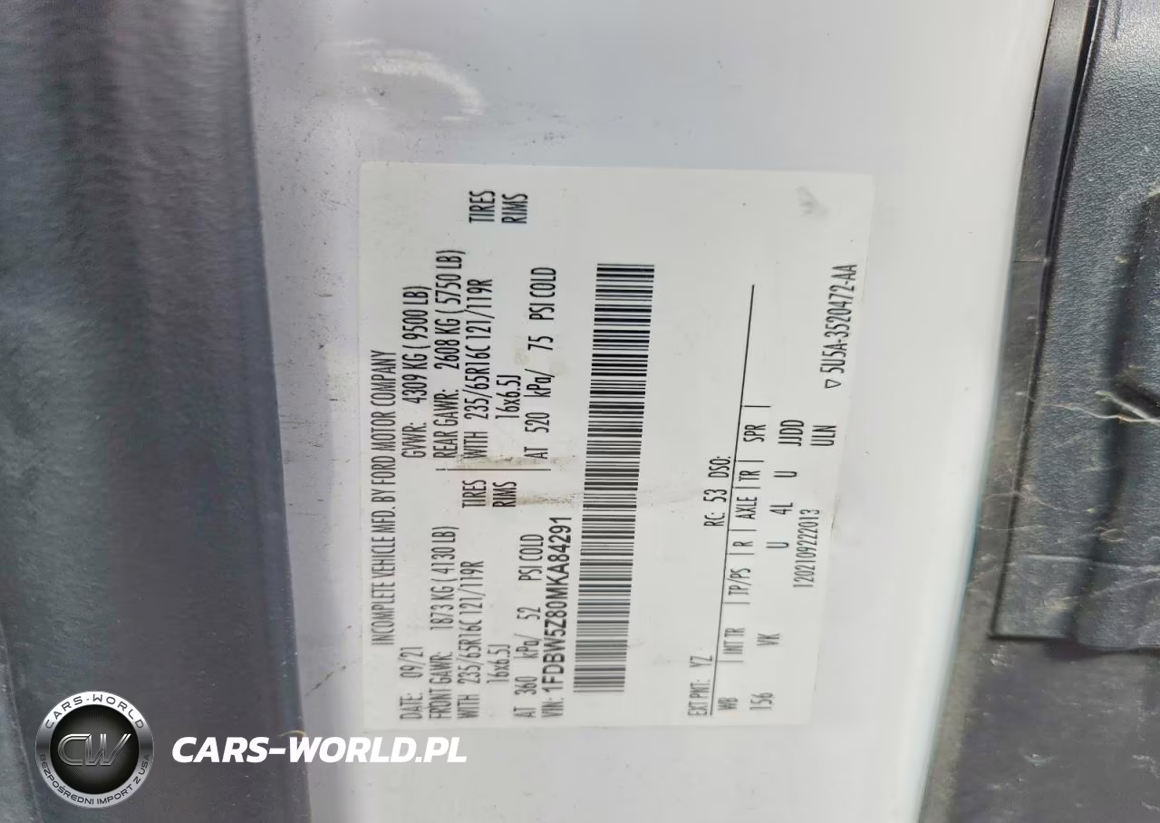 2021 Ford Transit Delivery Truck VIN:1FDBW5Z80MKA84291 - 13