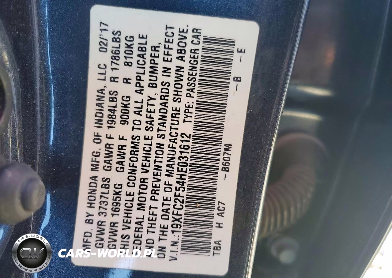 2017 Honda Civic Lx VIN:19XFC2F54HE031612 - 12