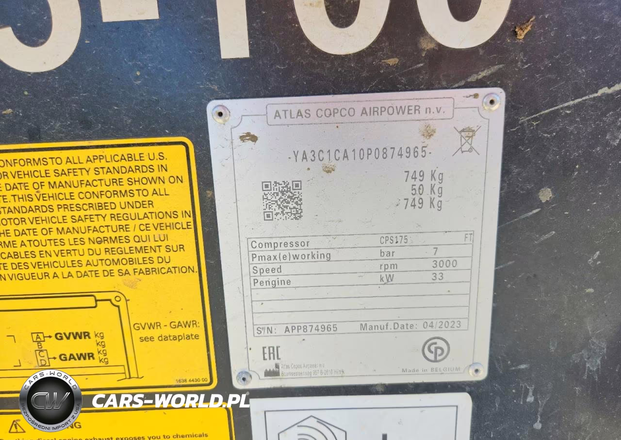 2023 Atlascopco Air Compressor VIN:YA3C1CA10P0874965 - 10