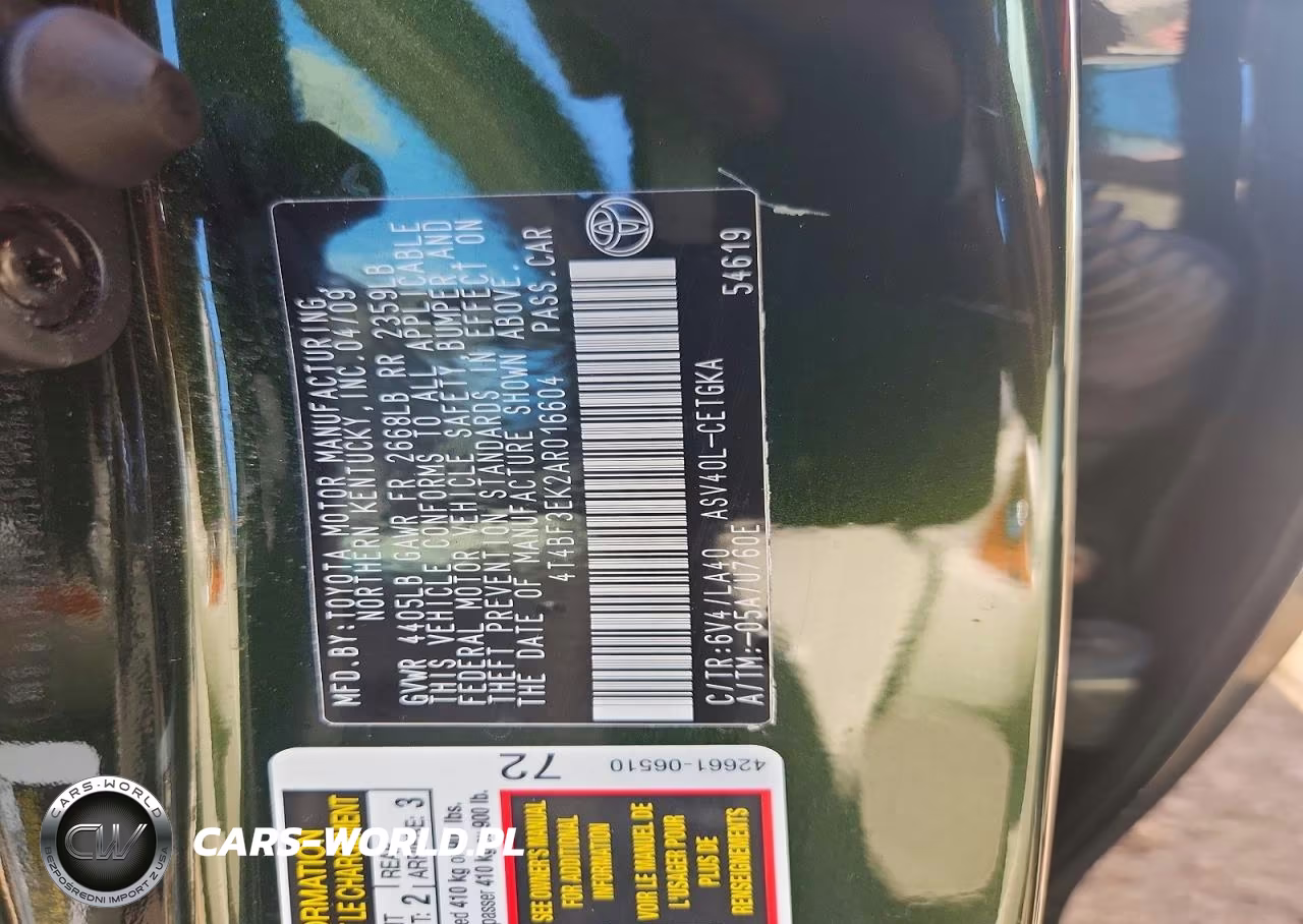 2010 Toyota Camry Xle VIN:4T4BF3EK2AR016604 - 12