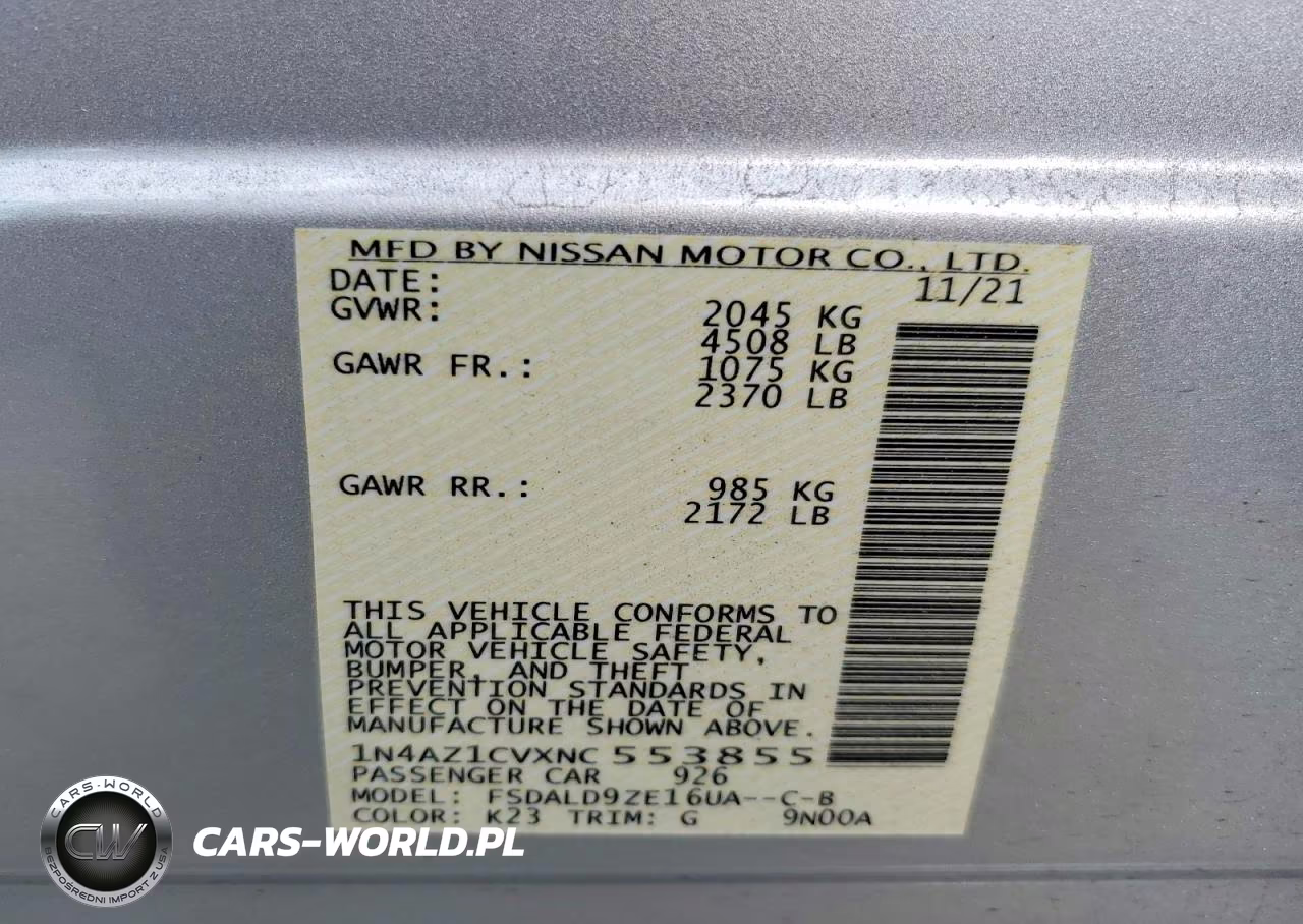 2022 Nissan Leaf Sv VIN:1N4AZ1CVXNC553855 - 13
