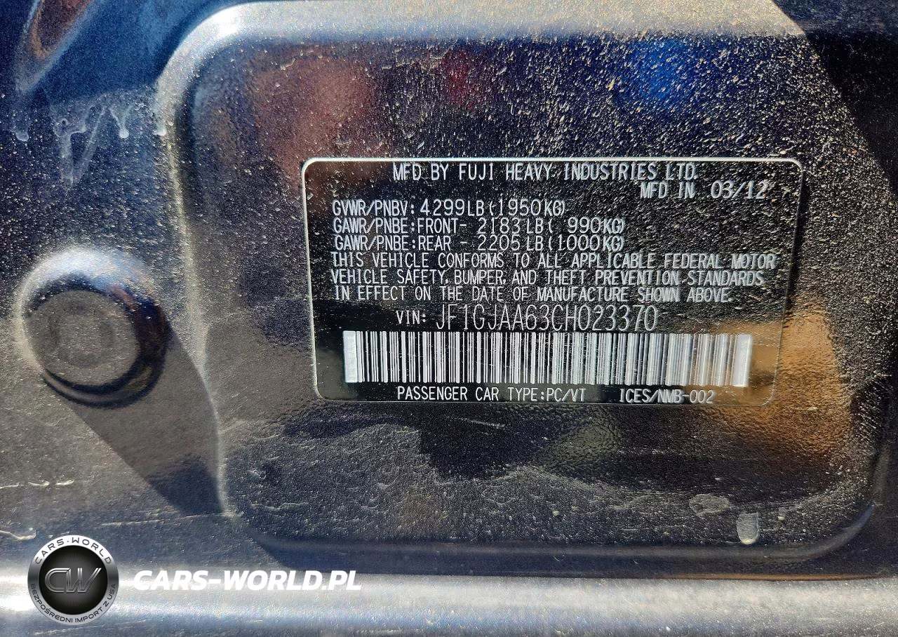 2012 Subaru Impreza VIN:JF1GJAA63CH023370 - 12