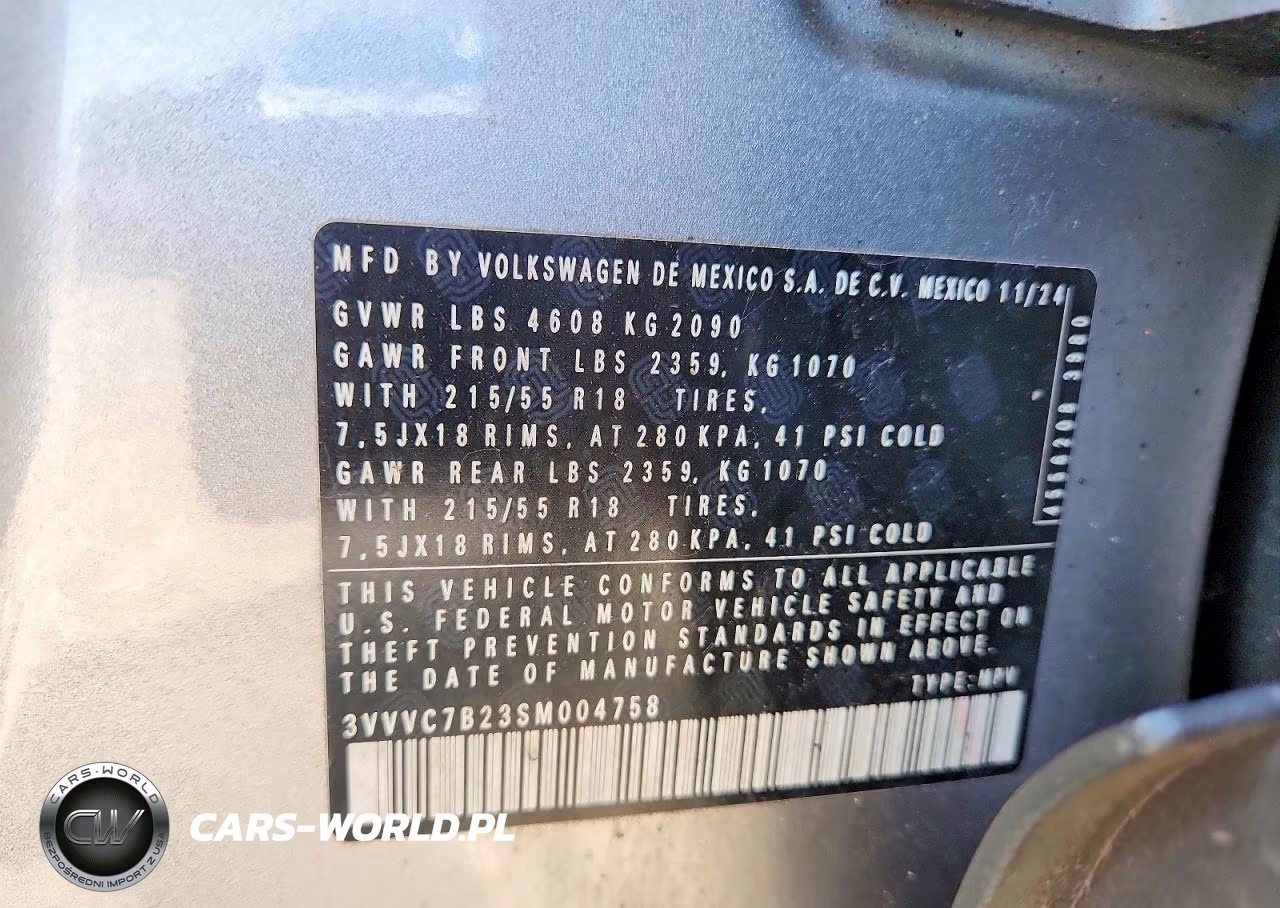 2025 Volkswagen Taos Se VIN:3VVVC7B23SM004758 - 13