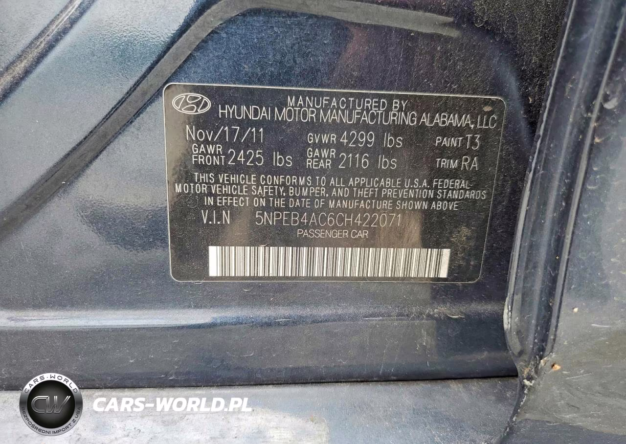 2012 Hyundai Sonata Gls VIN:5NPEB4AC6CH422071 - 12