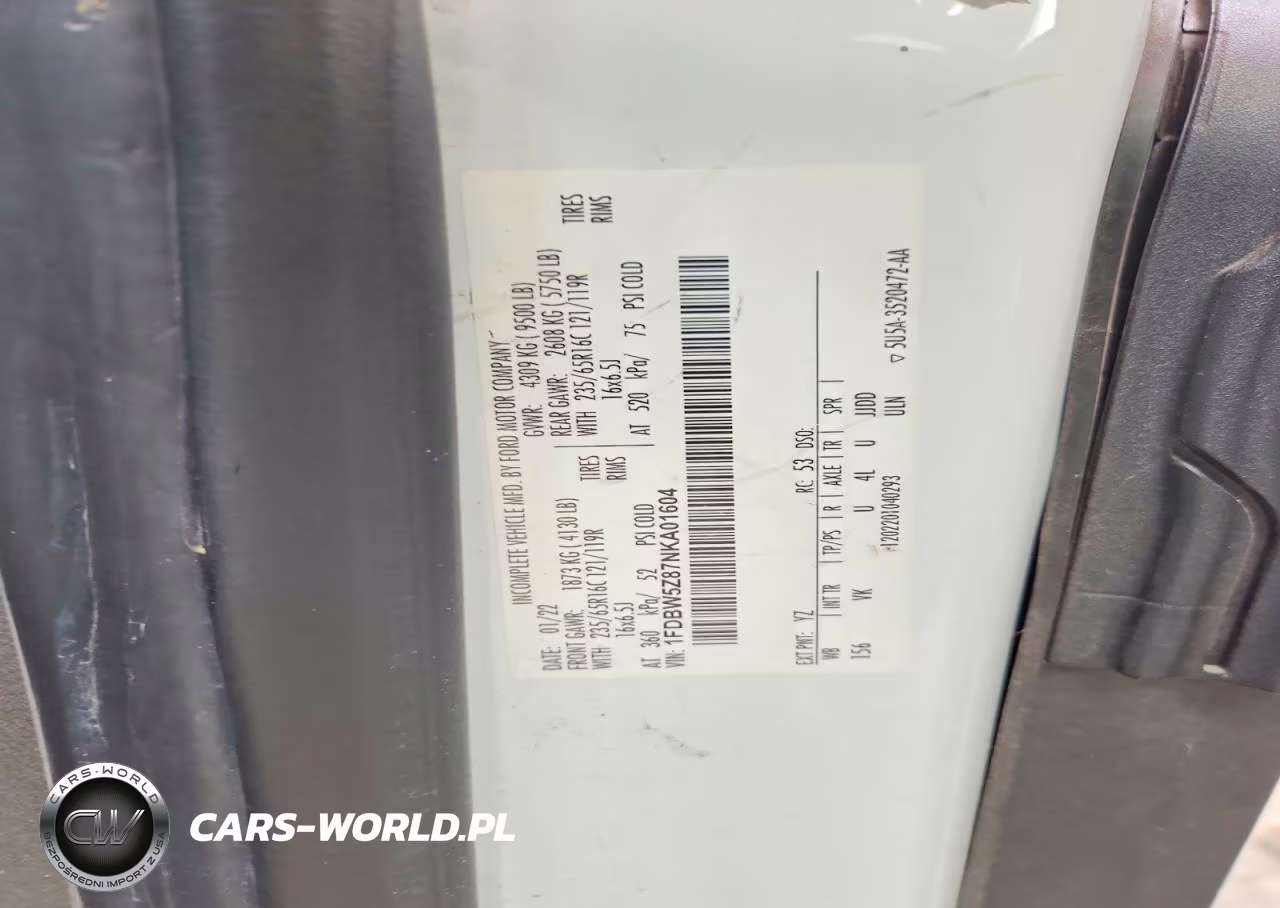 2022 Ford Transit Delivery Truck VIN:1FDBW5Z87NKA01604 - 13