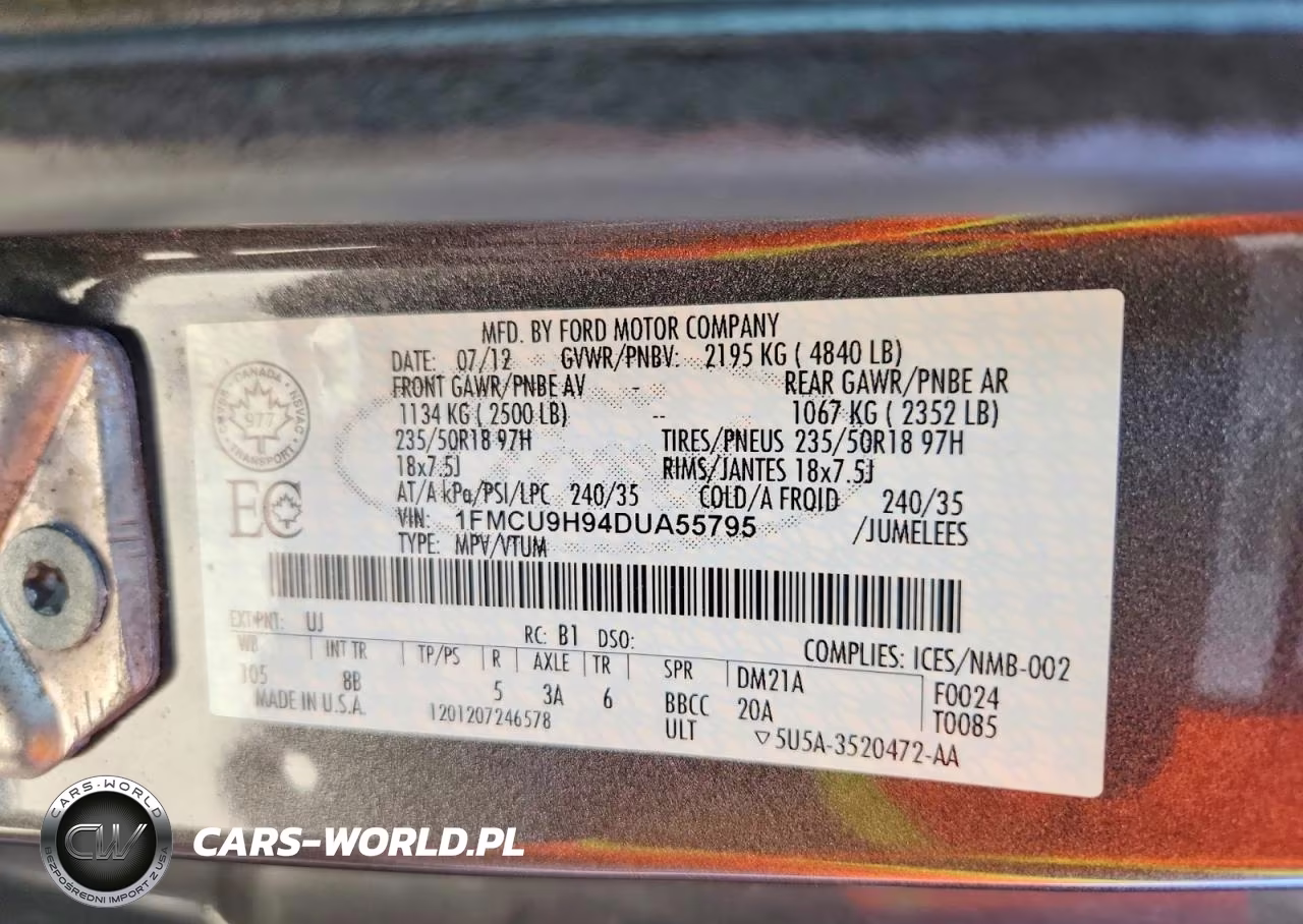 2013 Ford Escape Sel VIN:1FMCU9H94DUA55795 - 13