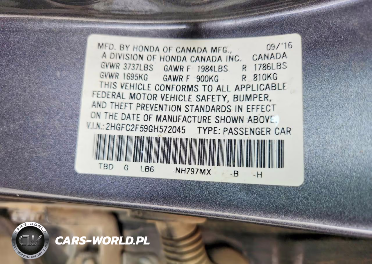 2016 Honda Civic Lx VIN:2HGFC2F59GH572045 - 12