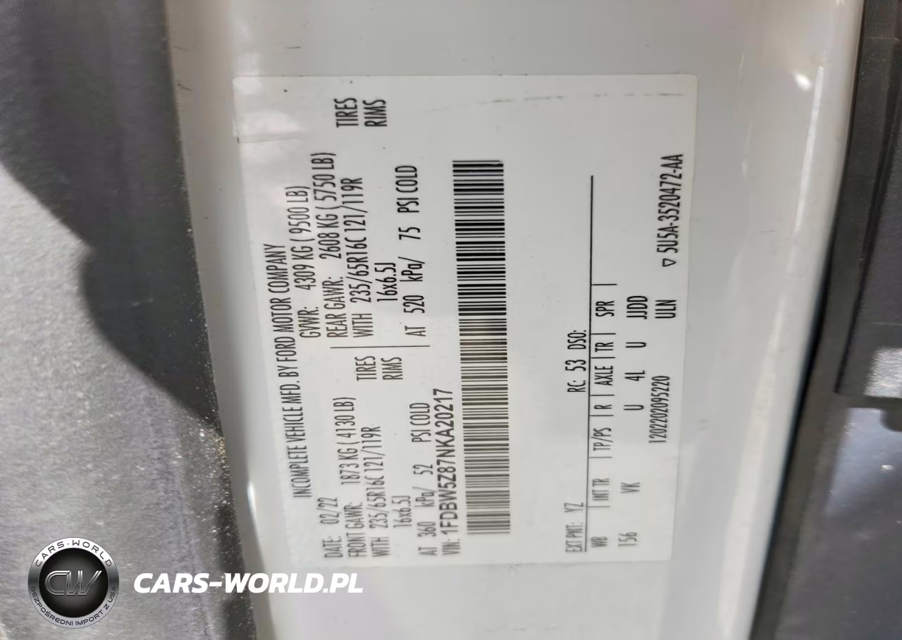 2022 Ford Transit Delivery Truck VIN:1FDBW5Z87NKA20217 - 13