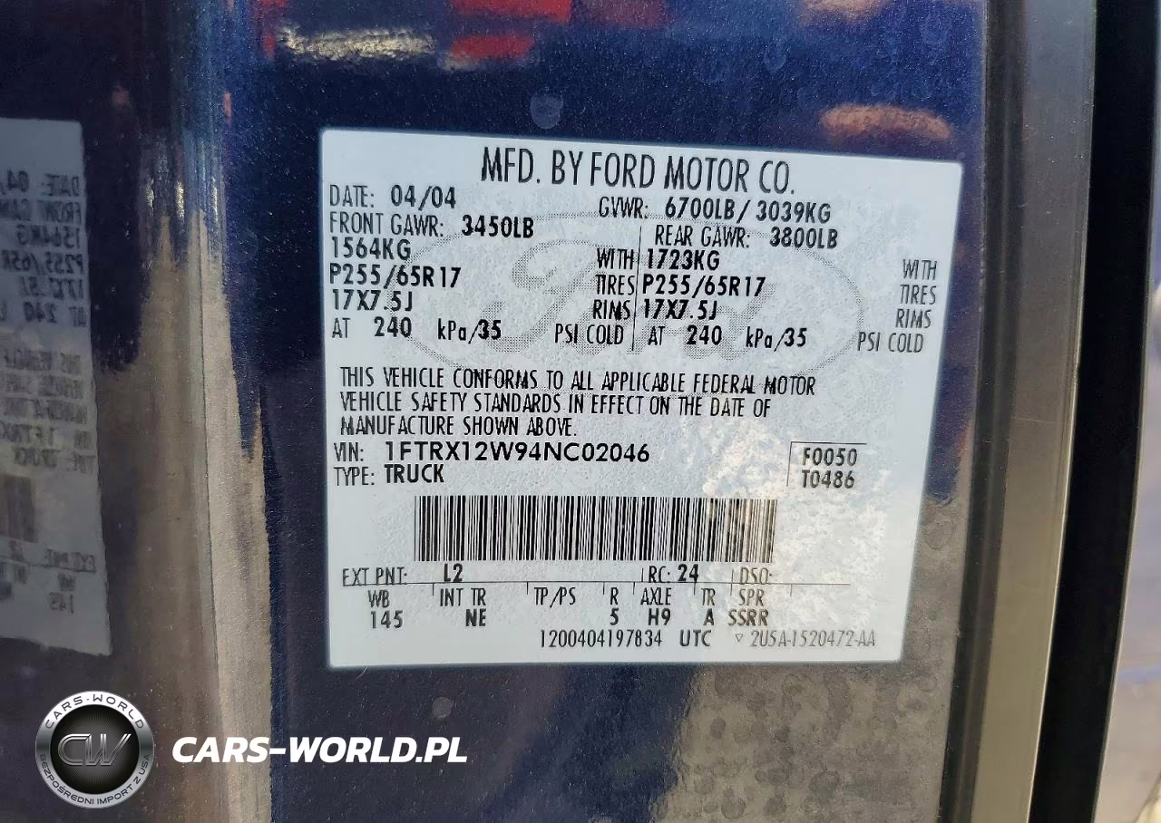 2004 Ford F150 VIN:1FTRX12W94NC02046 - 13