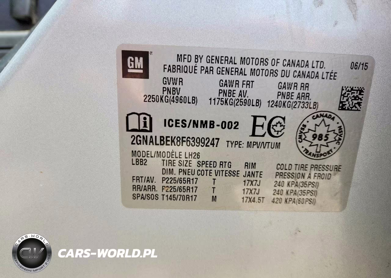 2015 Chevrolet Equinox Lt VIN:2GNALBEK8F6399247 - 13