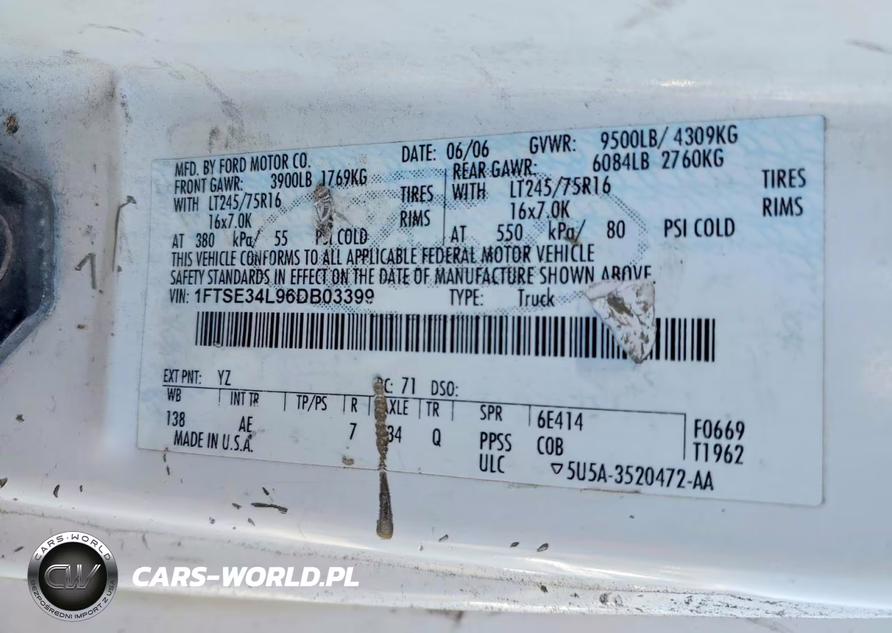 2006 Ford Econoline E350 Super Duty Van VIN:1FTSE34L96DB03399 - 13