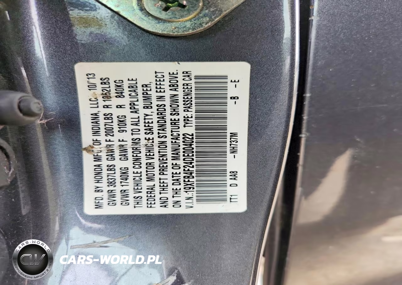 2013 Honda Civic Hybrid VIN:19XFB4F24DE004022 - 12