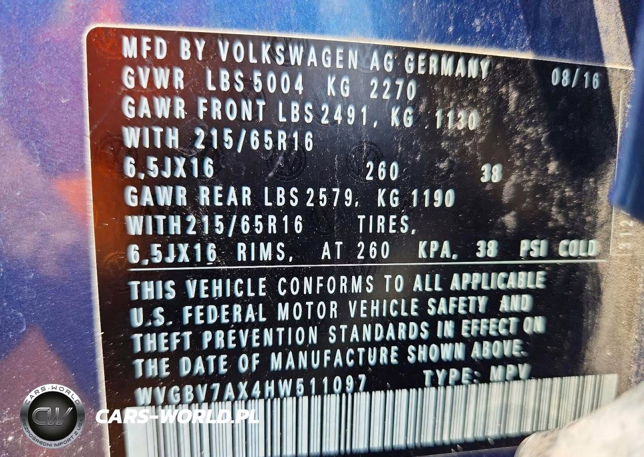 2017 Volkswagen Tiguan S VIN:WVGBV7AX4HW511097 - 13
