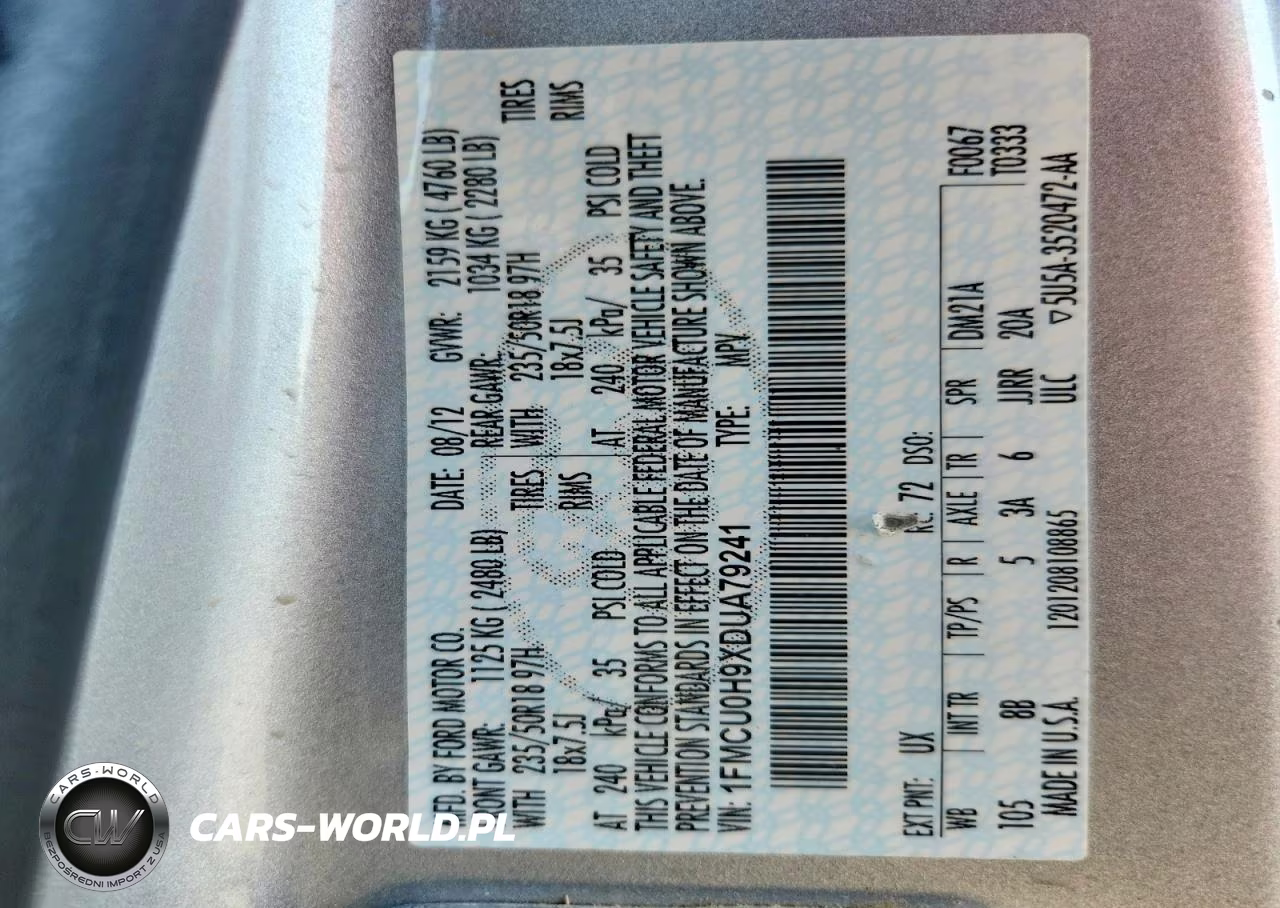 2013 Ford Escape Sel VIN:1FMCU0H9XDUA79241 - 12