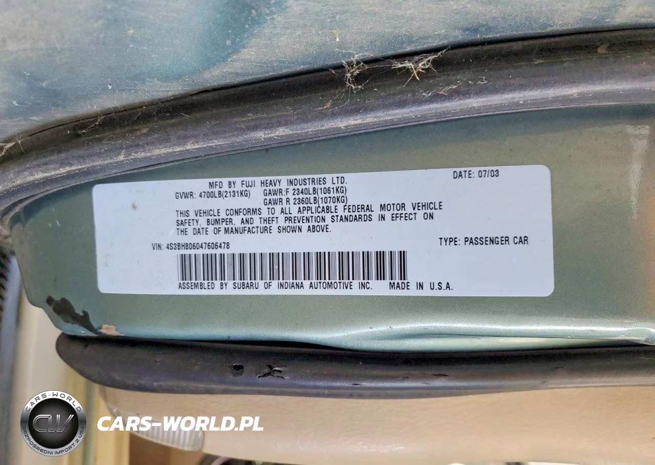 2004 Subaru Legacy Outback H6 3.0 Ll Bean VIN:4S3BH806047606478 - 12