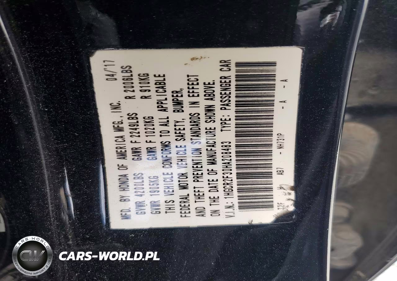 2017 Honda Accord Lx VIN:1HGCR2F30HA208483 - 12