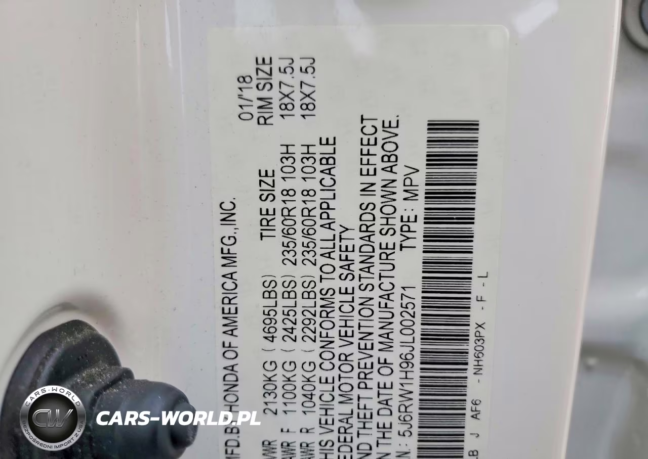 2018 Honda Cr-V Touring VIN:5J6RW1H96JL002571 - 13
