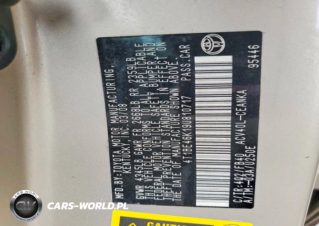 2009 Toyota Camry Base VIN:4T1BE46K19U810717 - 12