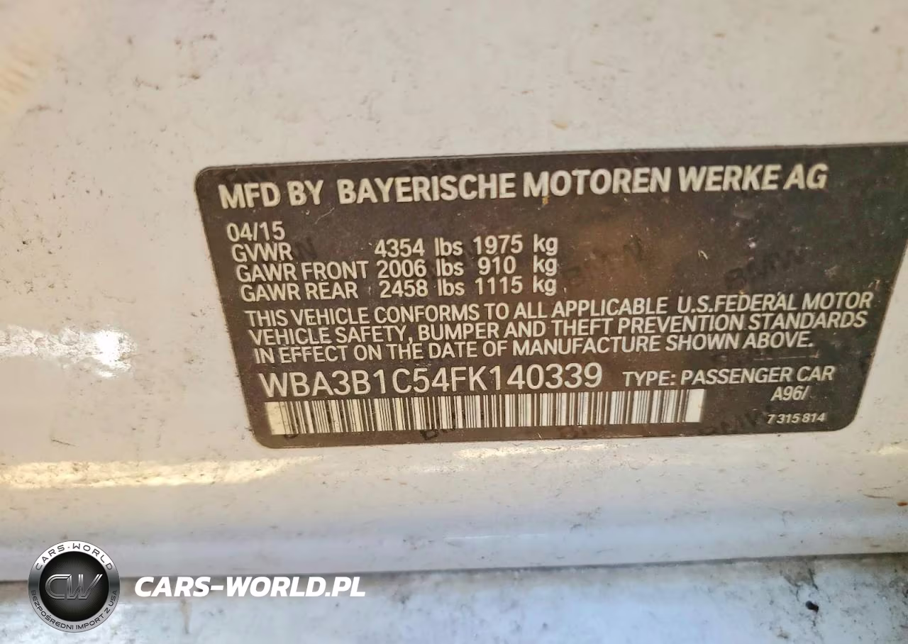 2015 BMW 320 I VIN:WBA3B1C54FK140339 - 12