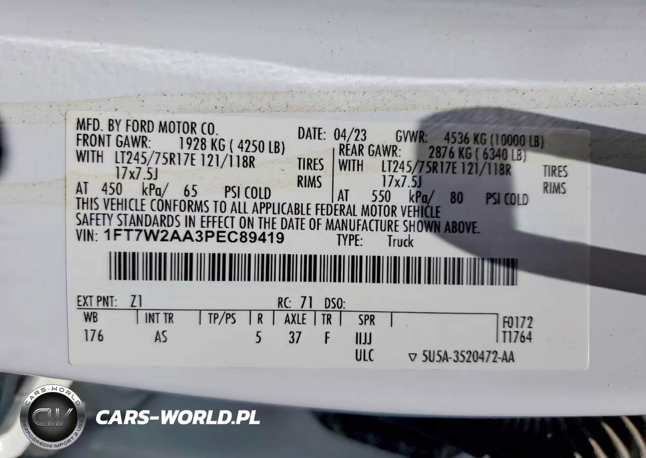 2023 Ford F250 Super Duty VIN:1FT7W2AA3PEC89419 - 14