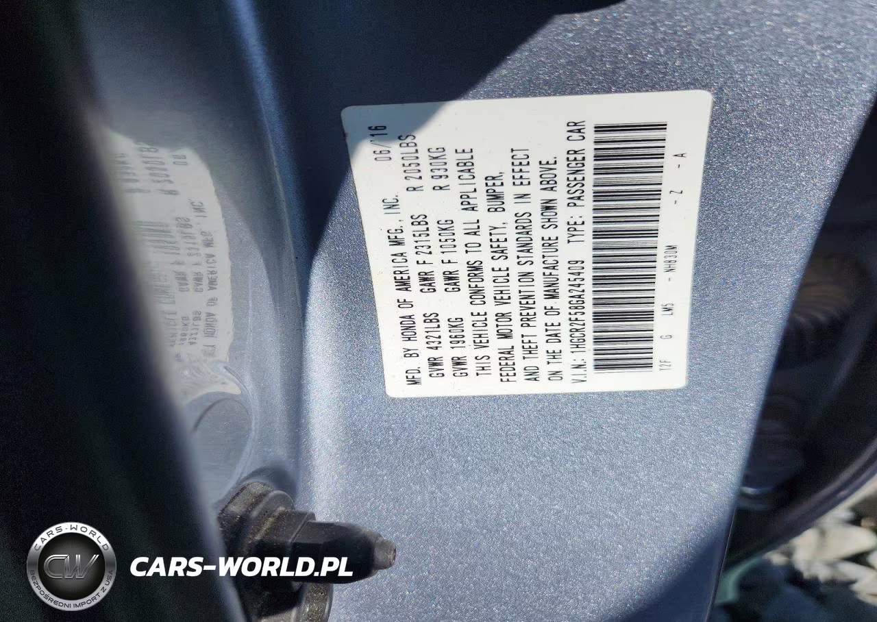 2016 Honda Accord Sport VIN:1HGCR2F58GA245409 - 12