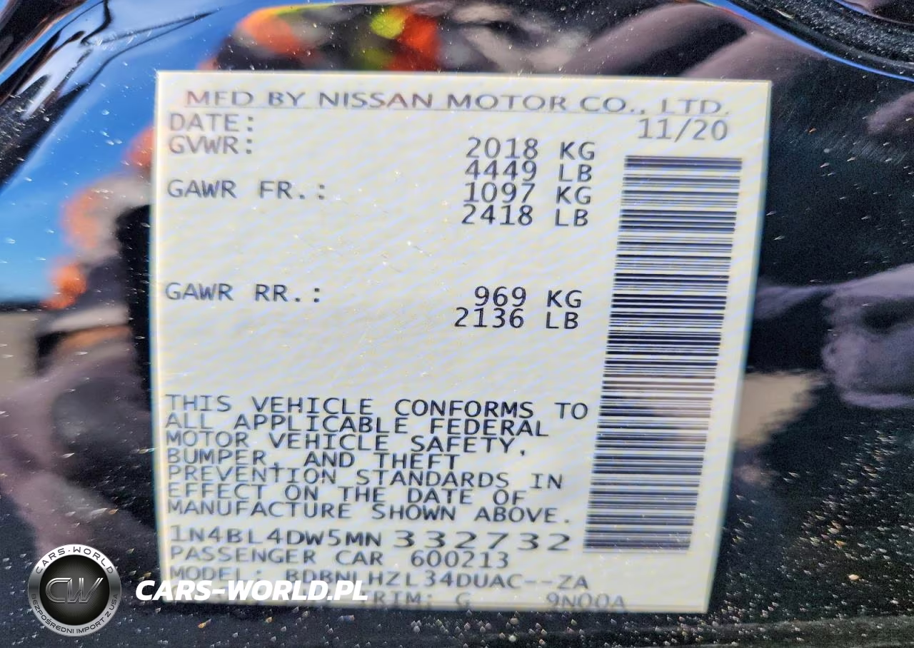2021 Nissan Altima Sv VIN:1N4BL4DW5MN332732 - 12