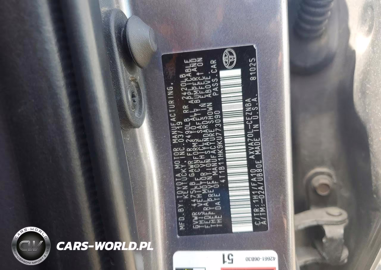 2019 Toyota Camry Le VIN:4T1B11HK9KU773090 - 12