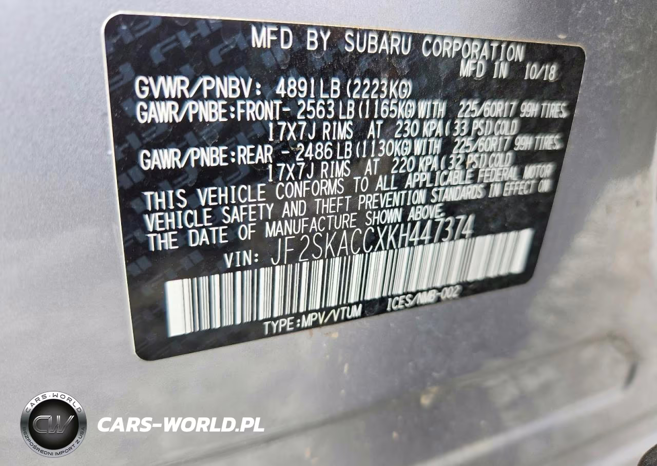 2019 Subaru Forester VIN:JF2SKACCXKH447374 - 14