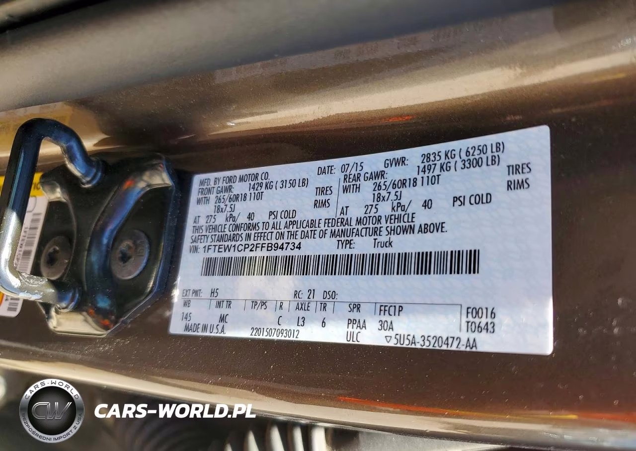 2015 Ford F150 Supercrew VIN:1FTEW1CP2FFB94734 - 12