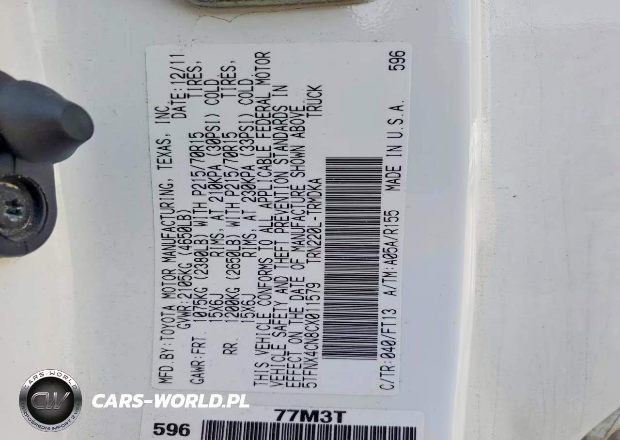2012 Toyota Tacoma Base VIN:5TFNX4CN8CX011579 - 12