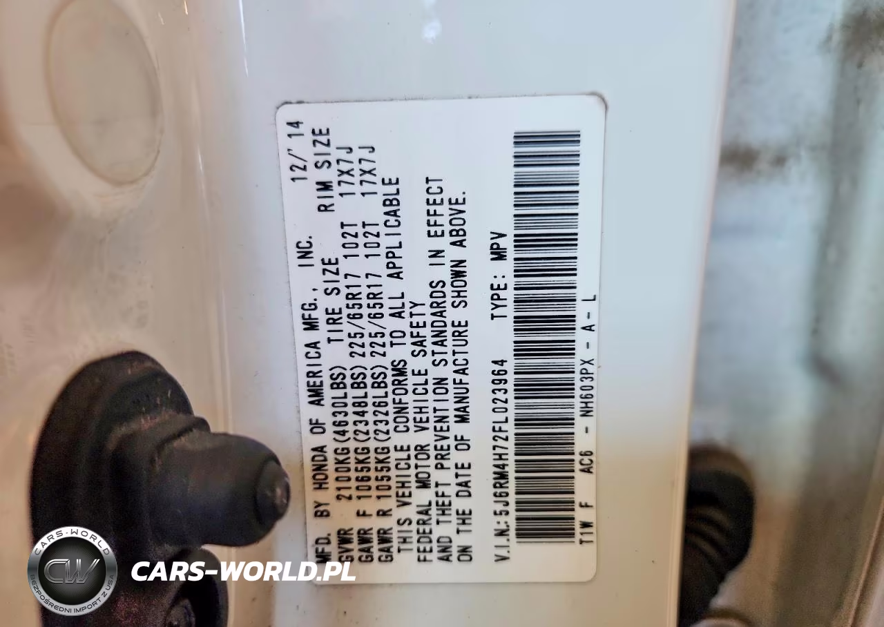 2015 Honda Cr-V Exl VIN:5J6RM4H72FL023964 - 14