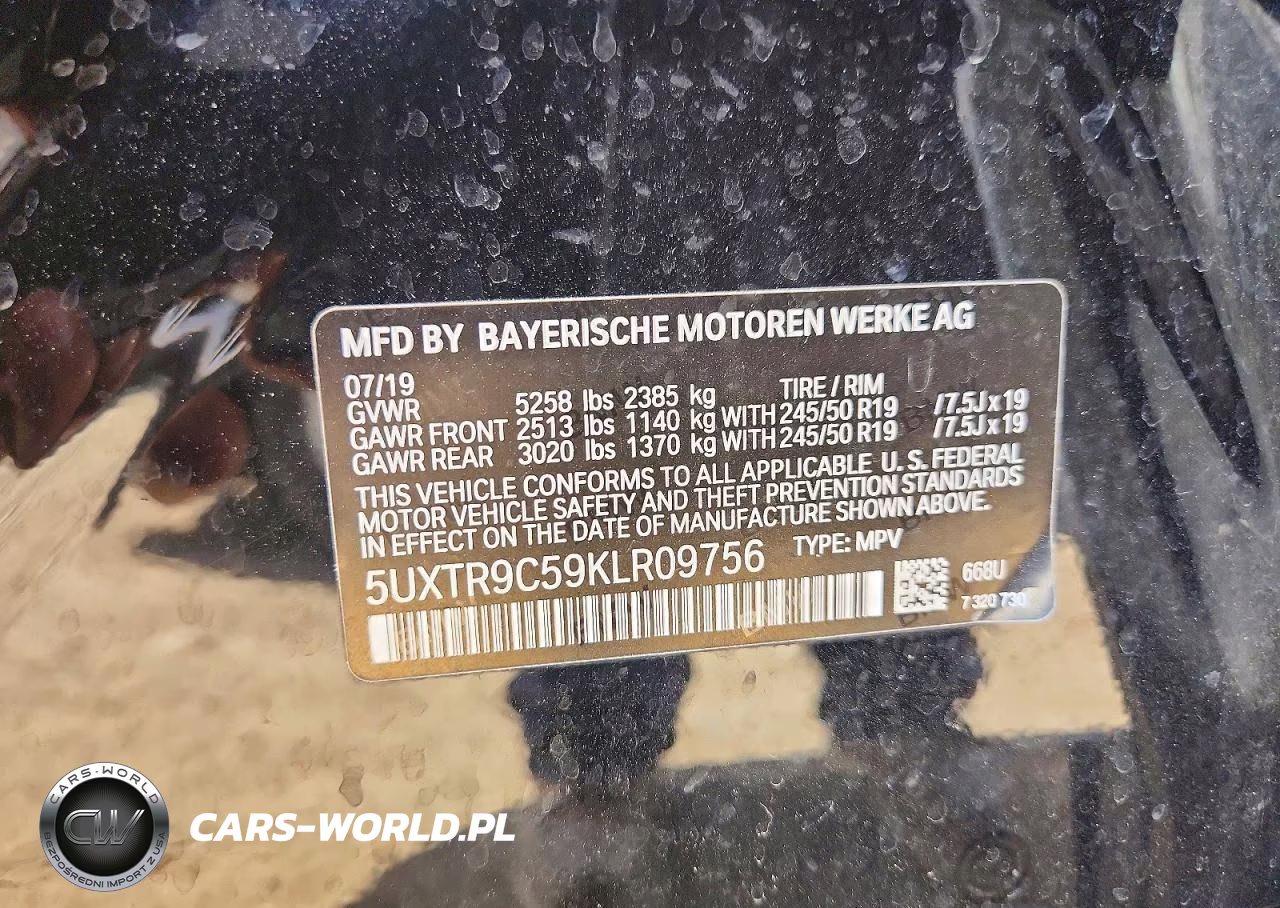 2019 BMW X3 xDrive30I VIN:5UXTR9C59KLR09756 - 12