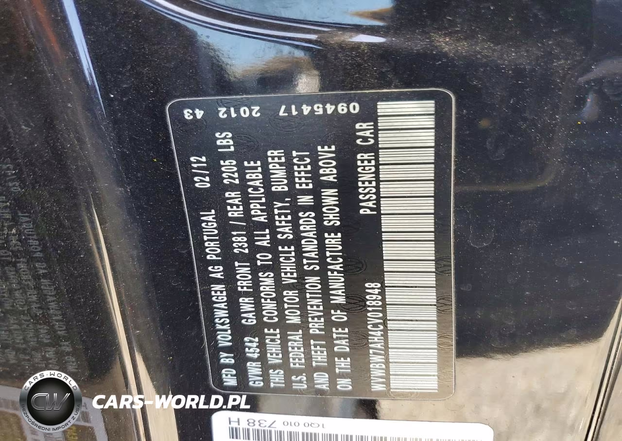 2012 Volkswagen Eos Komfort VIN:WVWBW7AH4CV018948 - 13