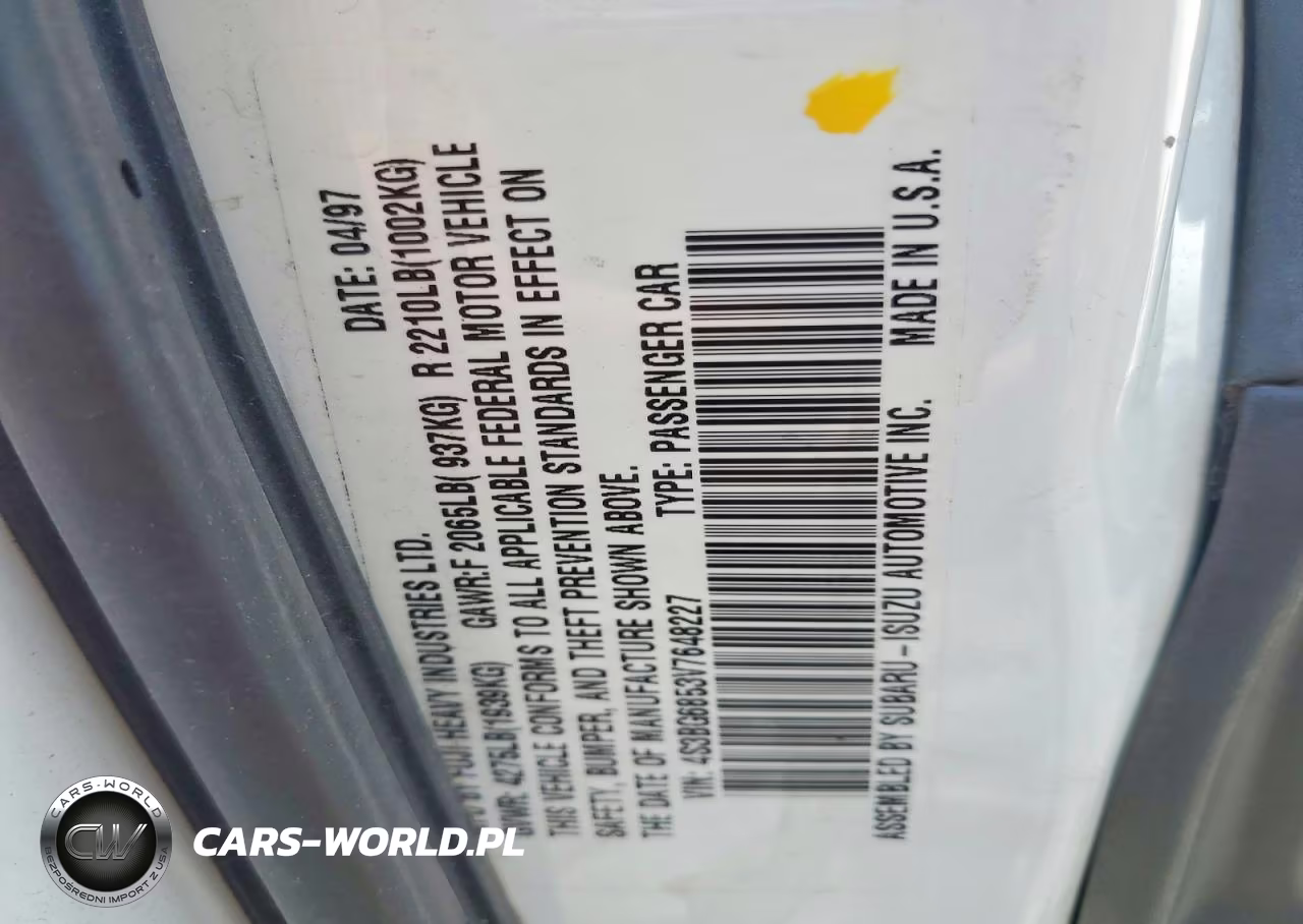1997 Subaru Legacy Outback VIN:4S3BG6853V7648227 - 12
