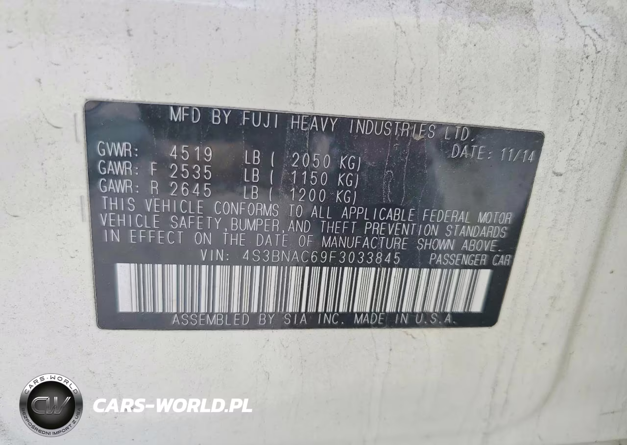 2015 Subaru Legacy 2.5I Premium VIN:4S3BNAC69F3033845 - 12