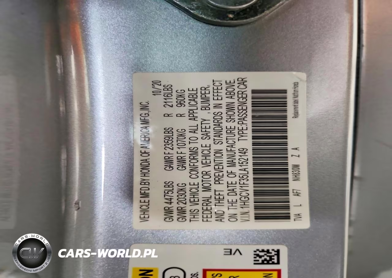 2020 Honda Accord Sport VIN:1HGCV1F35LA152149 - 12