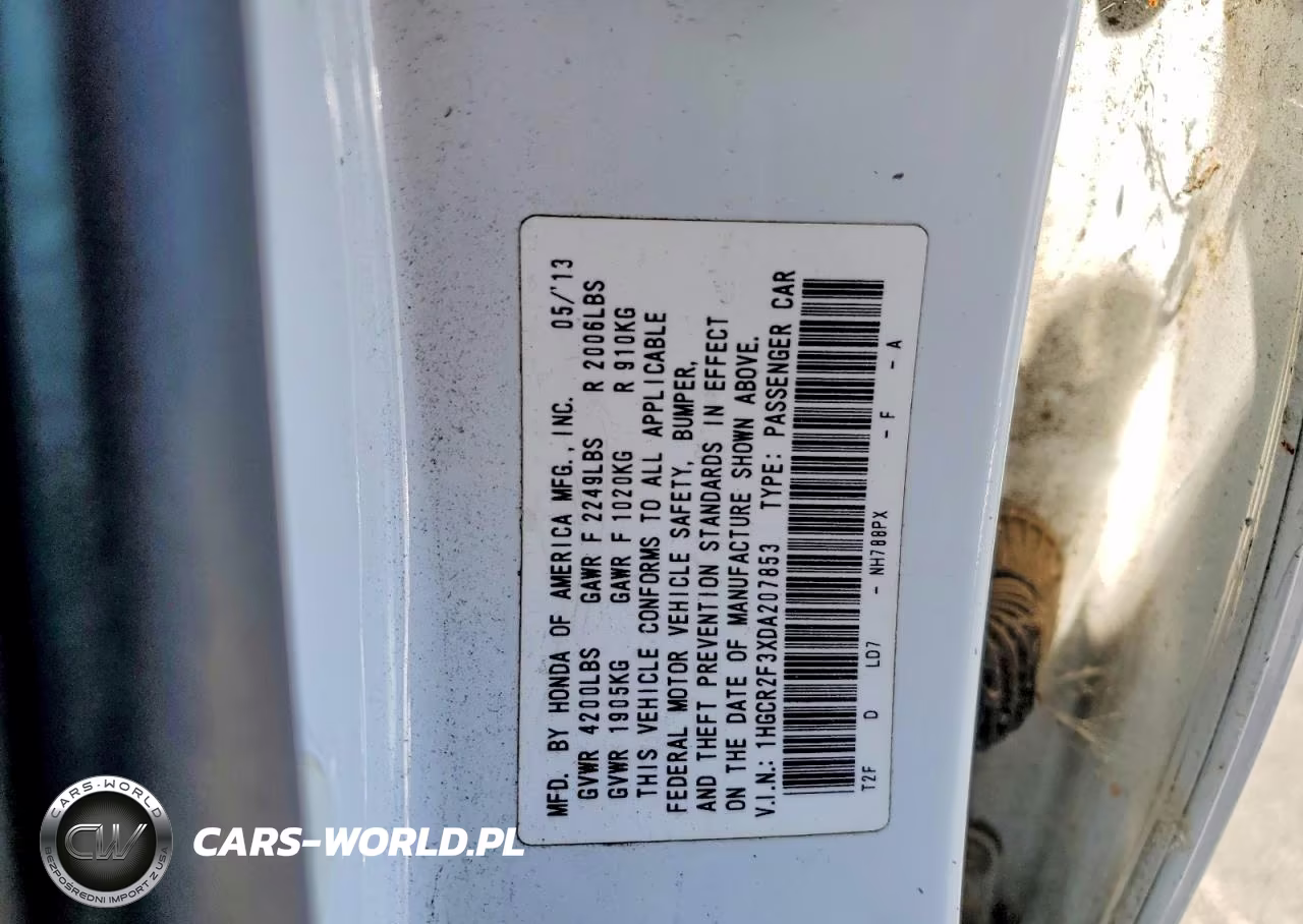 2013 Honda Accord Lx VIN:1HGCR2F3XDA207853 - 12