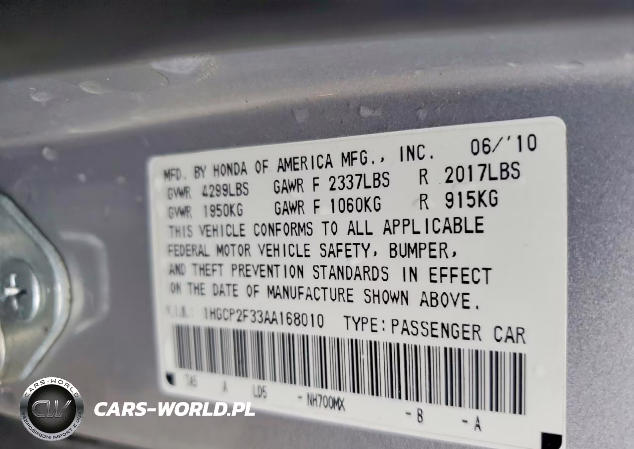 2010 Honda Accord Lx VIN:1HGCP2F33AA168010 - 12