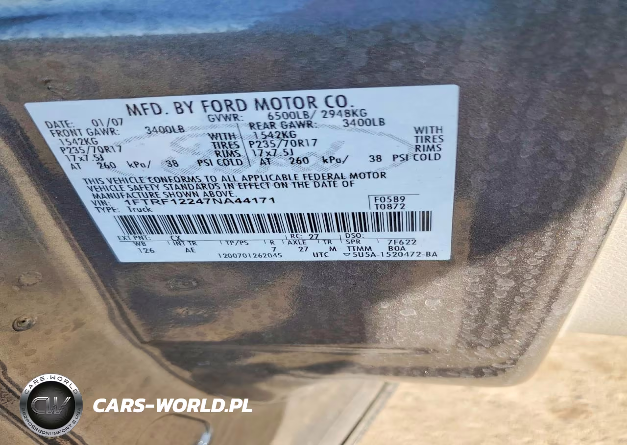 2007 Ford F150 VIN:1FTRF12247NA44171 - 12
