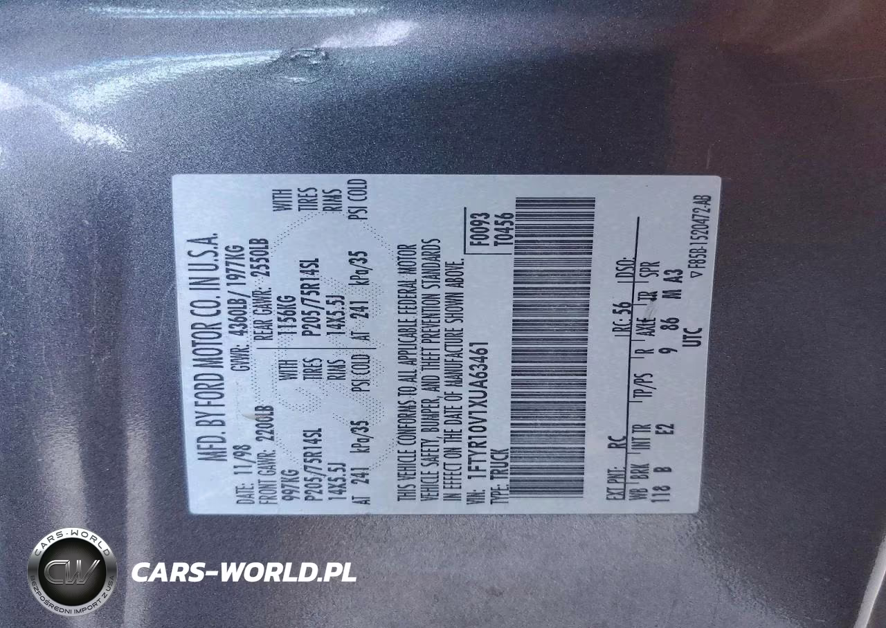 1999 Ford Ranger VIN:1FTYR10V1XUA63461 - 12